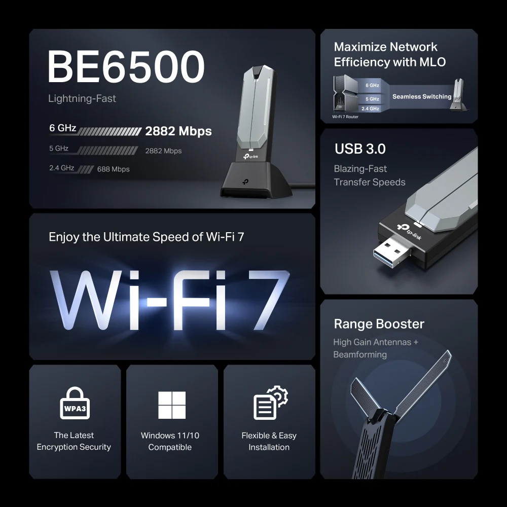 Archer TBE400UH BE6500 Wi-Fi 7 High Gain Wireless USB Adapter - Image 4