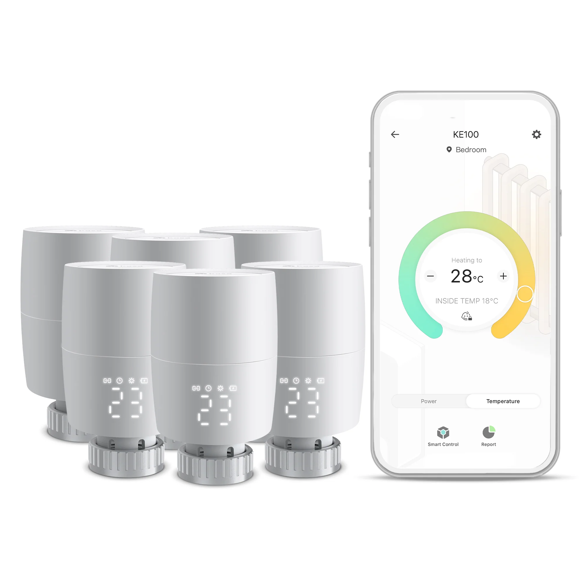 Kasa Smart Thermostatic Radiator Valve Add-on, Supports Kasa App, KE100 Six Pack