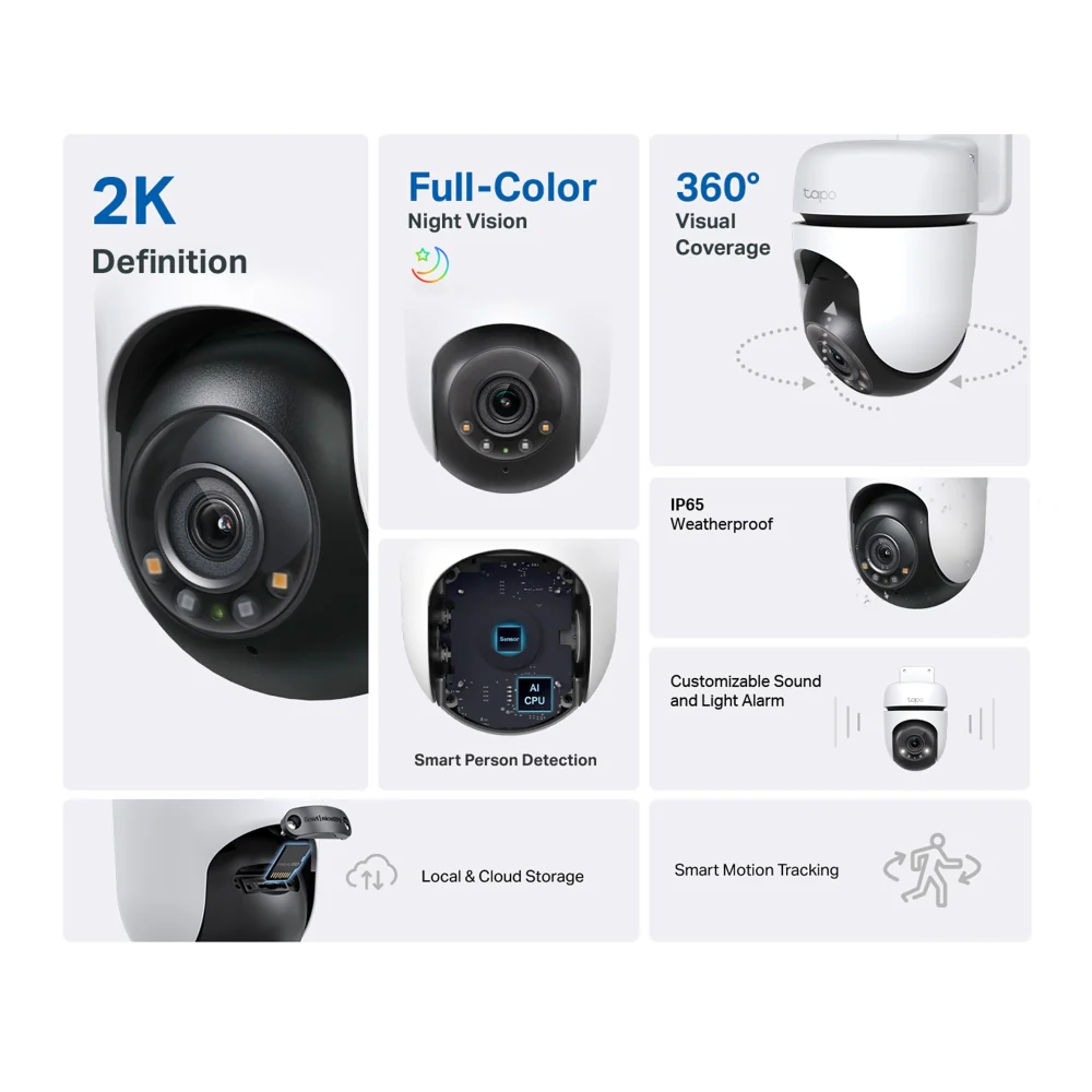 Tapo TC41 2K Outdoor Pan/Tilt/Zoom Security Camera with Full-Colour Night Vision - Image 5