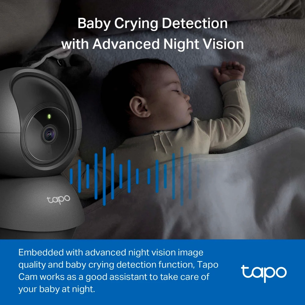 Tapo C201 Indoor 1080P Wi-Fi Security Camera with Pan/Tilt/Zoom, Black - Image 4