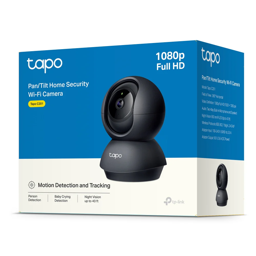 Tapo C201 Indoor 1080P Wi-Fi Security Camera with Pan/Tilt/Zoom, Black - Image 8