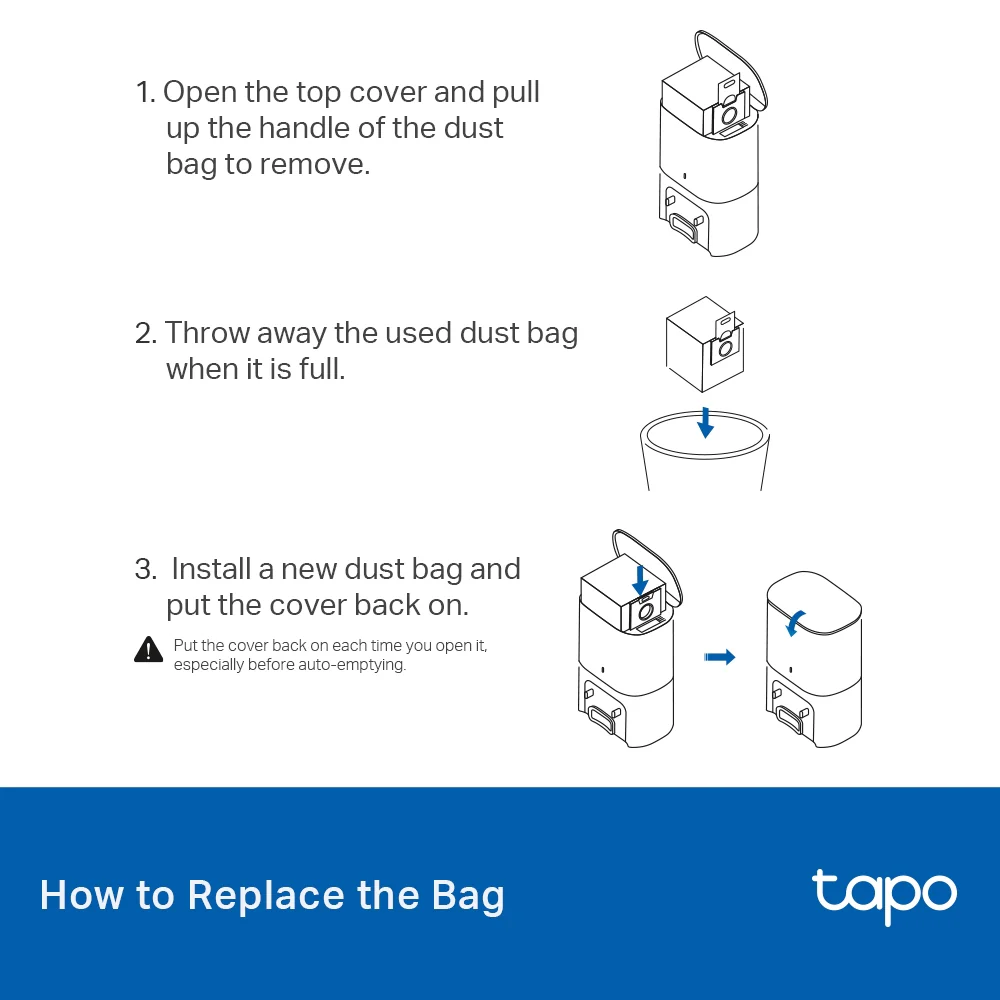 Robot Vacuum Disposable Dust Bags(5 Pcs), Tapo RVA202 - Image 5