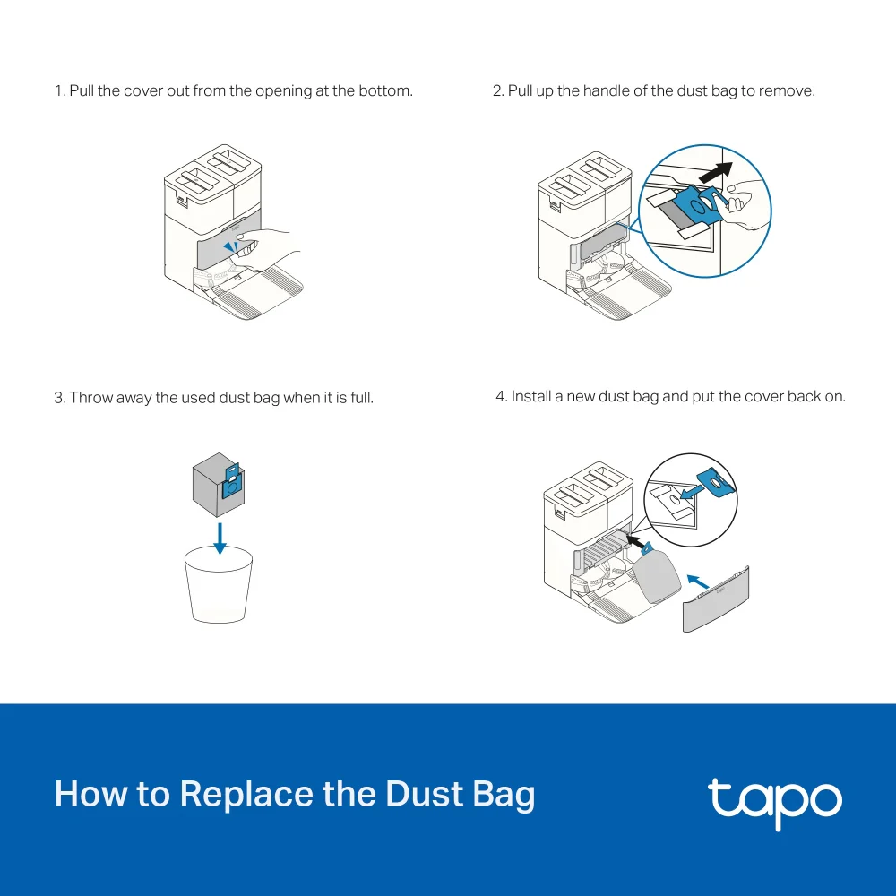 Robot Vacuum Disposable Dust Bags(5 Pcs), Tapo RVA210 - Image 3