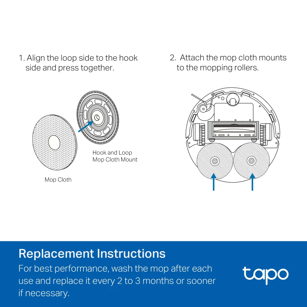 Tapo Robot Vacuum Washable Mop Cloth (6 Pcs), Tapo RVA310 - Image 4