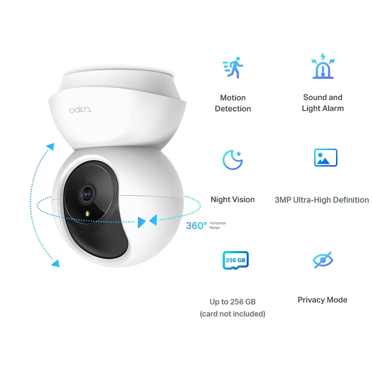 Tapo C210 Indoor 2K Pan/Tilt/Zoom Security Camera Twin, Advanced Night Vision - Image 3