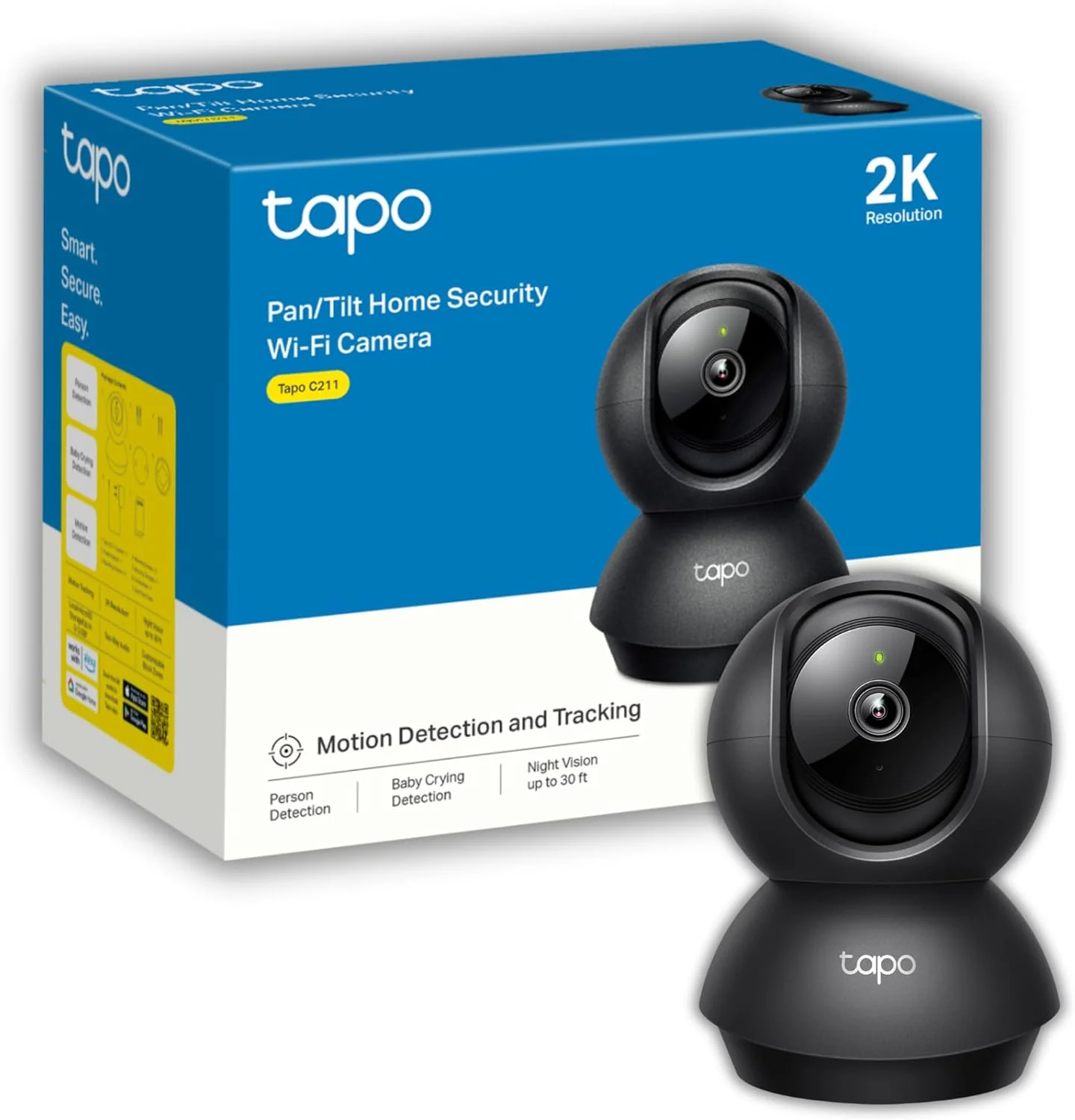 Tapo C211 Black Indoor 2K Wi-Fi Security Camera with Pan/Tilt/Zoom Twin Pack - Image 9