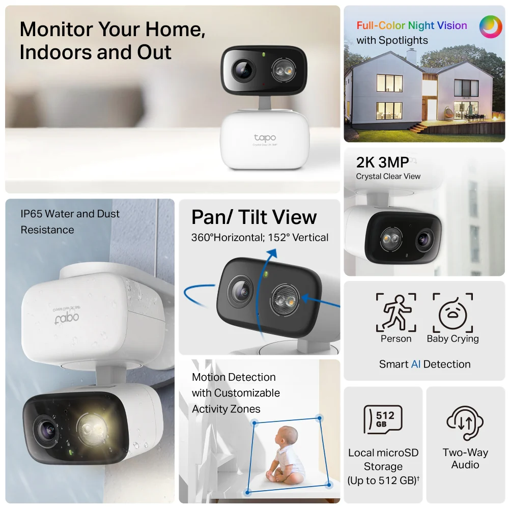 Tapo C216 Indoor/Outdoor 2K Pan/Tilt/Zoom Security Camera, Full-Colour Night Vision - Image 5