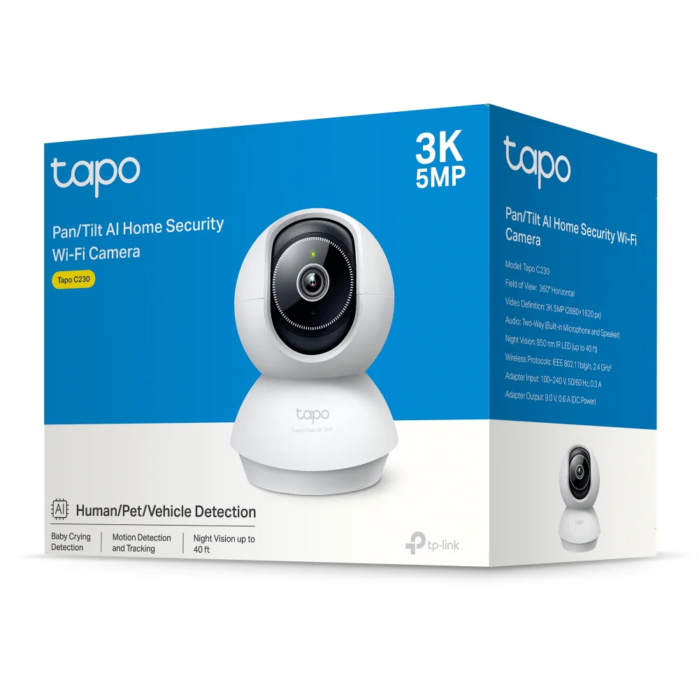 Tapo C230 Indoor 3K Wi-Fi Security Camera with Pan/Tilt/Zoom Twin Pack - Image 10