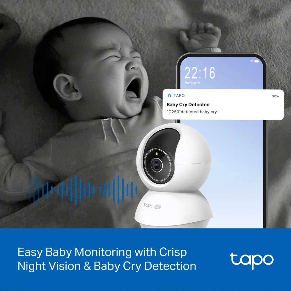 Tapo C250 Indoor 4K Pan/Tilt AI Home Security Wi-Fi Camera Twin Pack - Image 9