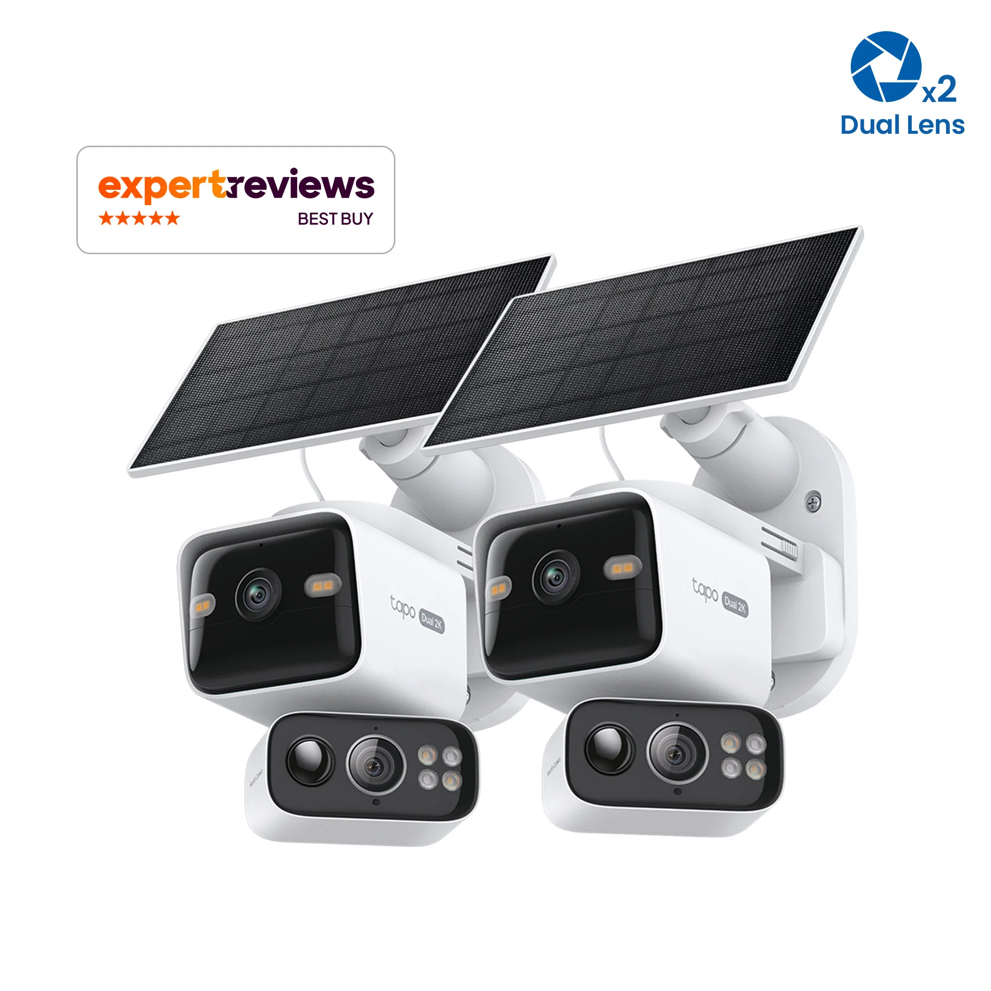 Tapo C645D KIT Solar-Powered Dual-Lens Pan/Tilt Security Camera Kit Twin Pack