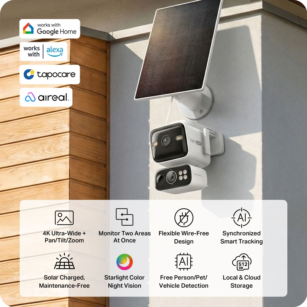 Tapo C675D KIT 4K Solar-Powered Dual-Lens Pan/Tilt Security Camera Kit - Image 4