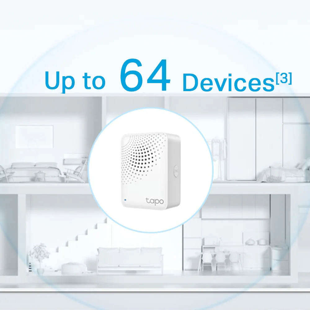 Smart Hub with Chime, Work with Smart Switch, Button and Sensor, Connect Up to 64 Devices, Tapo H100 - Image 2