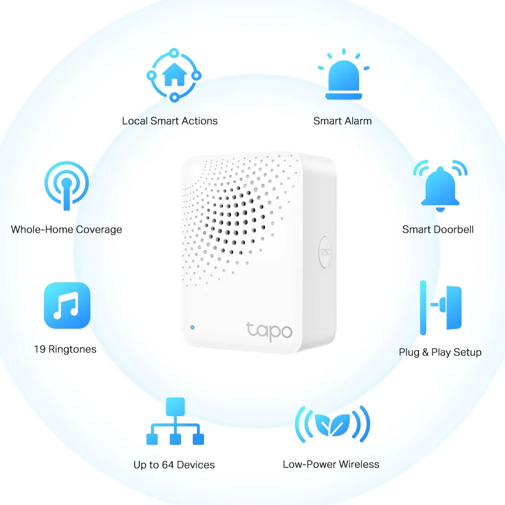 Smart Hub with Chime, Work with Smart Switch, Button and Sensor, Connect Up to 64 Devices, Tapo H100 - Image 4