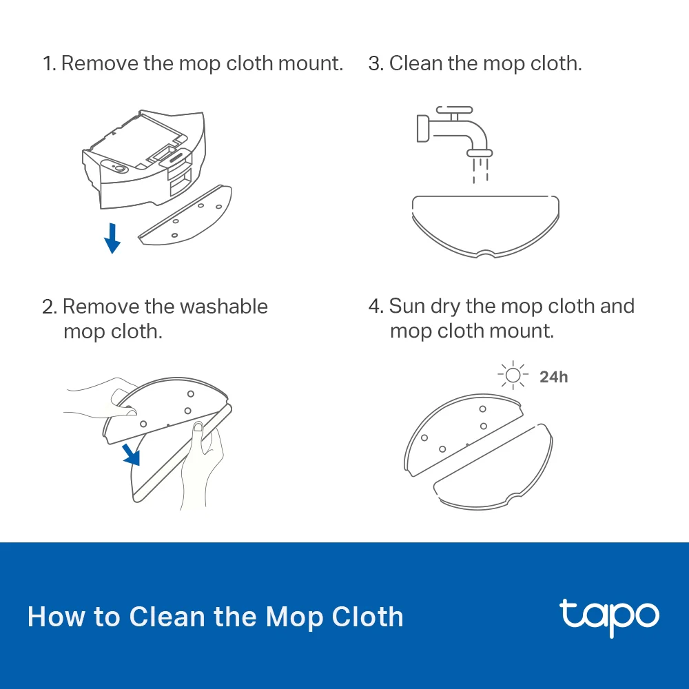 Tapo Robot Vacuum Washable Mop Cloth (5 Pcs), Tapo RVA301 - Image 3