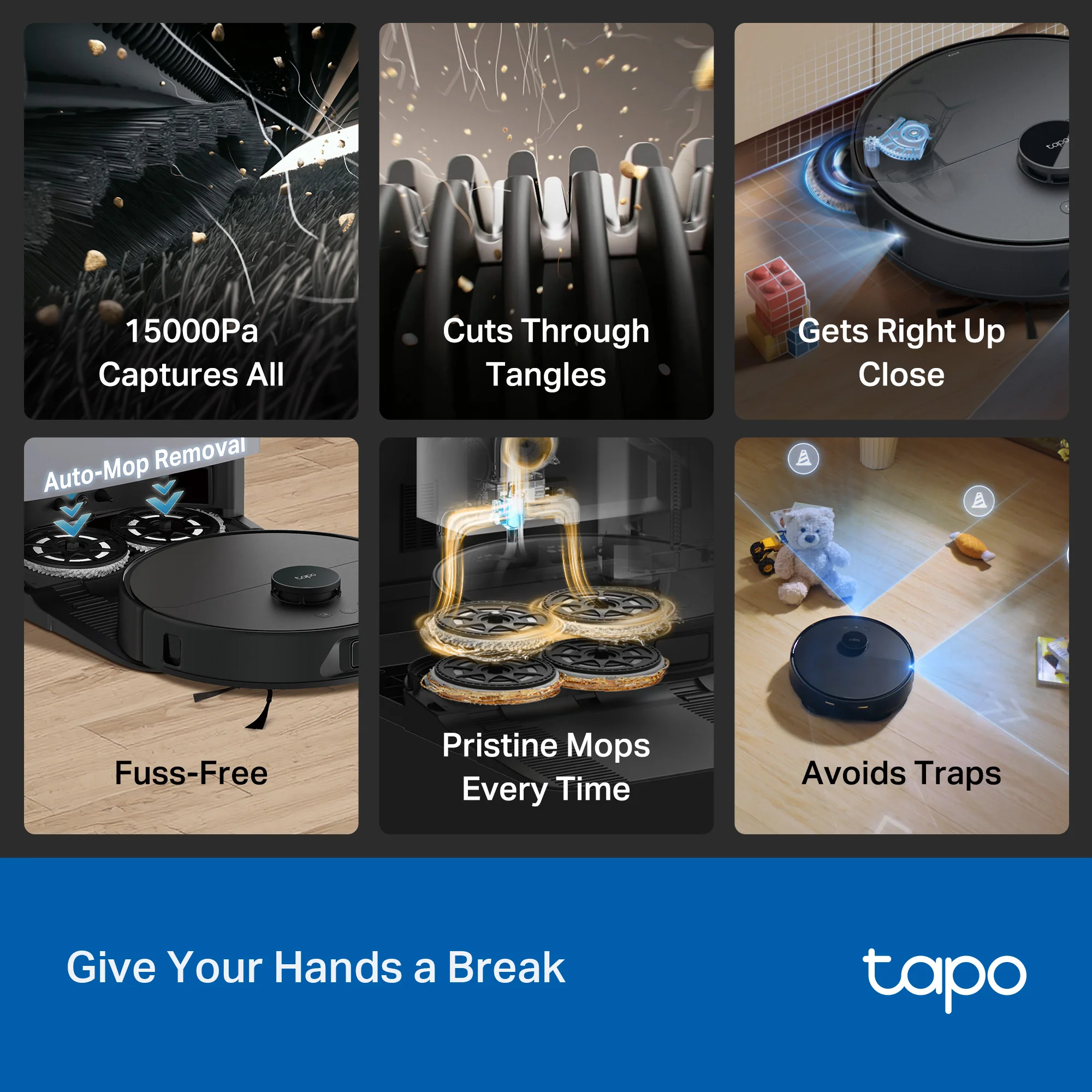Tapo RV50 Pro Omni Robot Vacuum Cleaner & Mop + Dust Bag Kit - Image 10