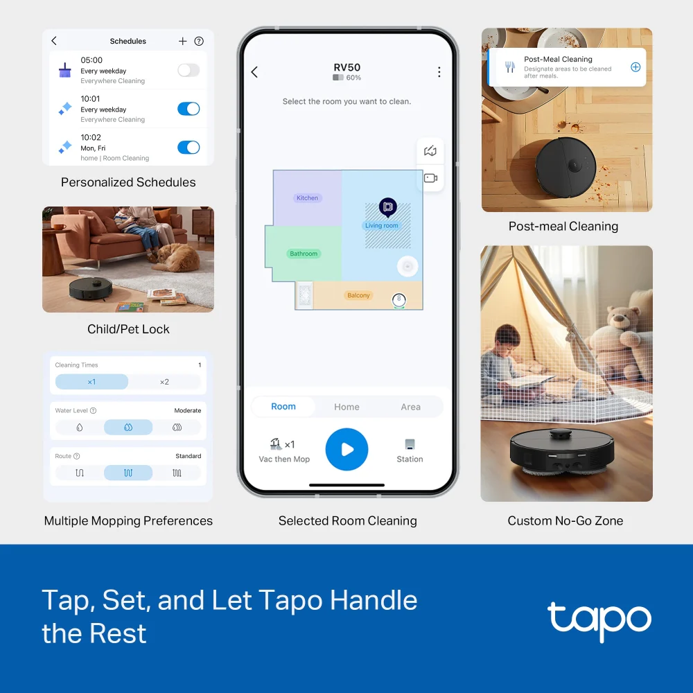 Tapo RV50 Omni Robot Vacuum Cleaner & Mop+ All-in-One Omni Dock - Image 11