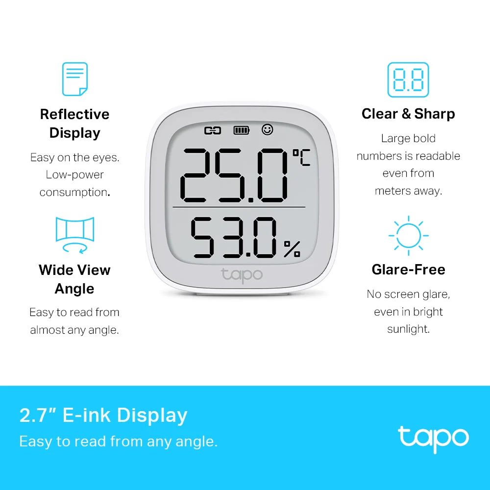 Smart Temperature & Humidity Monitor, LCD Display, Tapo T315 Twin Pack - Image 3