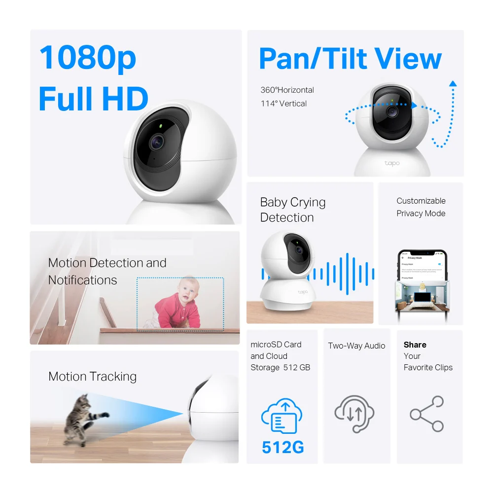 Tapo TC70 Indoor 1080p Wi-Fi Security Camera with Pan/Tilt/Zoom - Image 3